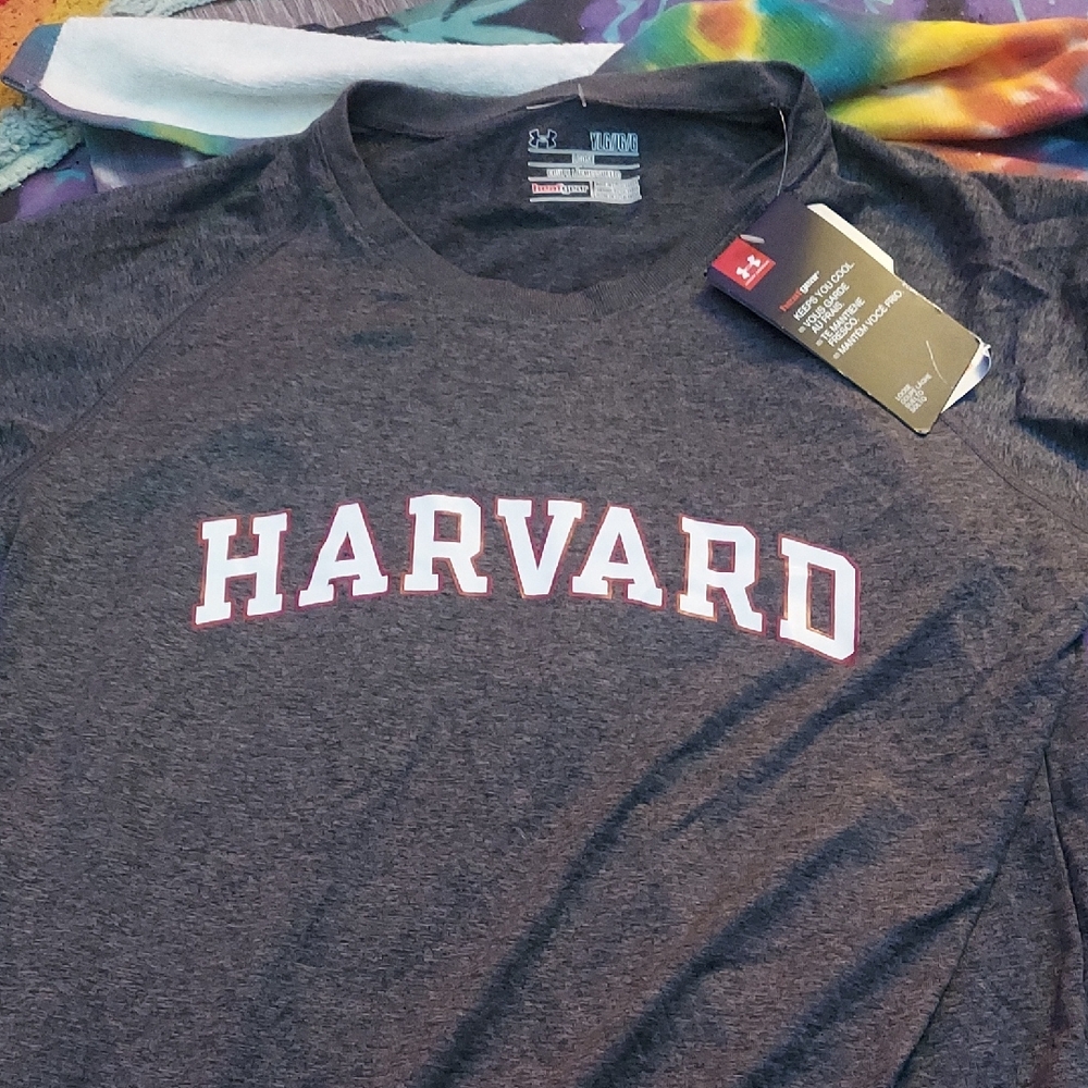 Under Armour  trendy spell out Harvard Gray youth  sz large Shirt. Nwt.